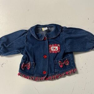 Vintage Denim Plaid Jean Jacket Shirt Bows 3-6